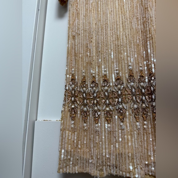 Mac Duggal 5576 Peach Embellished Long Sleeve High Neck Column Dress Size 10 - Picture 11 of 17